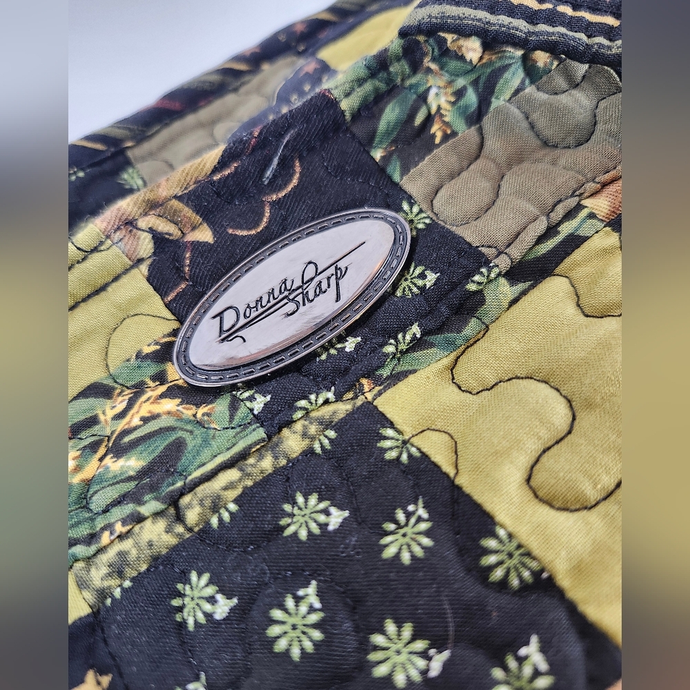 Donna Sharp Brown Green Patchwork Quilted Hand Ba… - image 3